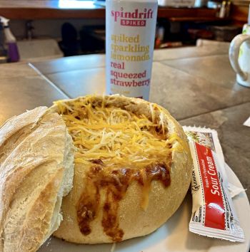 Oceanas Bistro, House Made Chili Served in a Bread Bowl