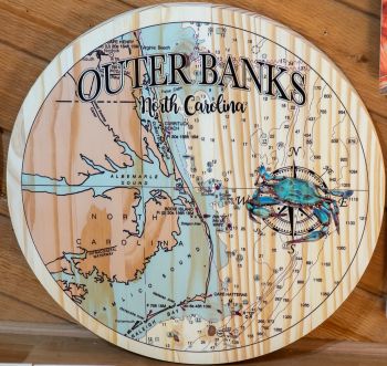 Fisherman's Daughter Hatteras Boutique, Outer Banks Wooden Map