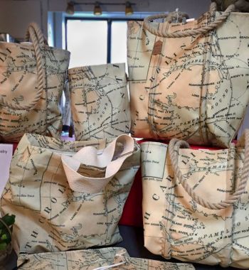 Buxton Village Books, Custom Sea Bag: Fifth District Light House Map