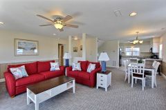 Dining area and kitchen at a Lighthouse View Oceanfront Lodging rental