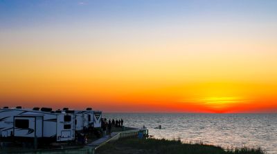 Sunset on the soundside of Camp Hatteras RV Park & Resort